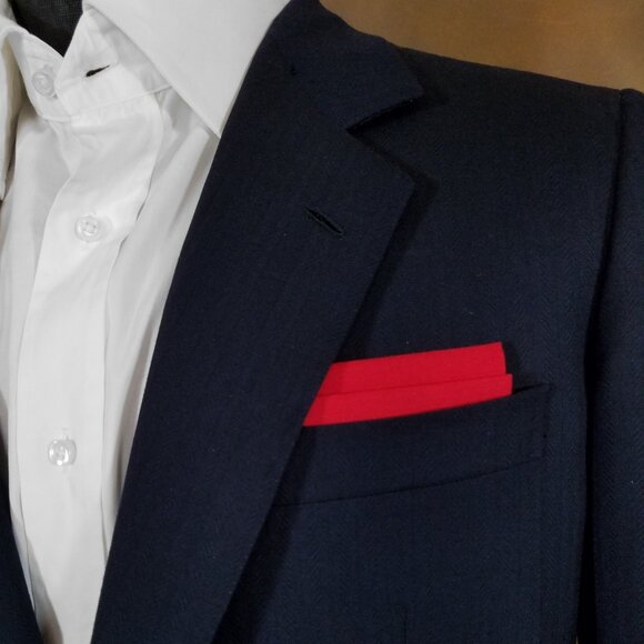 NEW Red 100% Cotton Pre-Folded Pocket Square Handkerchief Insert - Picture 5 of 6